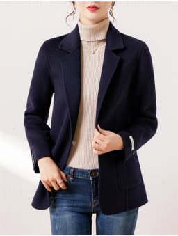 Women's Suit Collar Double-sided Cashmere Wool Coat 2024 Fall Winter Chic Ladies Single Button Loose 100% Woolen Blazer Jackets