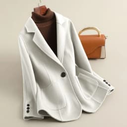 Women's Suit Collar Double-sided Cashmere Wool Coat 2024 Fall Winter Chic Ladies Single Button Loose 100% Woolen Blazer Jackets