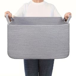 Laundry Basket, Woven Storage Baskets for Organizing, Cube Cotton Rope Baskets for Shelves, Magazine & Newspaper Baskets