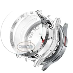 Tempered Glass+Bezel+Case For Samsung Galaxy Watch 6 Classic 43mm 47mm Cover TPU Bumper All-Around Protector Clear Screen Bezels