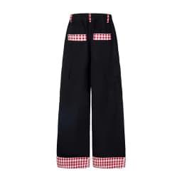 Y2K Puppy Jeans High Waist Checkered Patchwork Work Pants American Retro Loose Fit Straight Leg Wide Leg