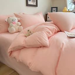 Ins Style Solid Color Duvet Cover Set Washed Cotton Bedclothes Comforter Cover Pillowcase Soft Bedding Sets Quilt Covers 220x240