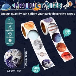 500Pcs /1 Rolls 2.5cm/1inch Planet Space Planet Circle Sticker Decoration Gift Box Sticker Label Stationery Sticker