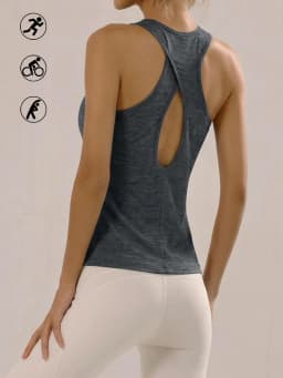 Super Soft Cross Backless Workout Tops for Women Racerback Tank Tops Open Back Running Muscle Tank Yoga Shirts