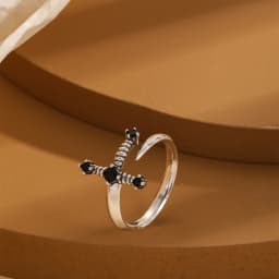 Kinitial Sword ring, Dagger ring, adjustable ring, sword jewelry, gothic ring, gothic jewelry, black CZ sword ringsword ring
