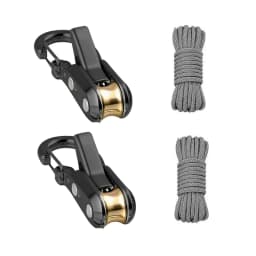 Rope Set with Roller Tensioner, Metal Pulley Camping Tent Securing Rope, Equipped with Safety Lock, Adjustable Rope Hook Fastene