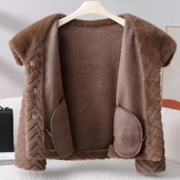 Popular high-end Hepburn style short Coat for women's Winter 2026 new Mink coat Ladies Fur Jackets Fox Fur Car Strip Mink Jacket