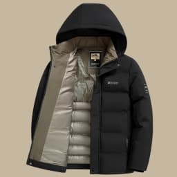 2026 Men Middle Aged Casual Jacket Hooded Thickened Padded Winter Warm Dad Business Coat Outerwear Jacket