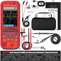 BSIDE 50MHz Digital Oscilloscope Multimeter 4-IN-1 Dual Channel 50MHz Bandwidth AC DC Voltage Current OHM Multifunction Teste