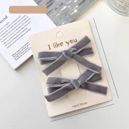 2PC Korean Style Velvet Bow Hairpin Set Solid Color Simple Hairgrip for Girls & Women Vintage Hair Clips Accessory
