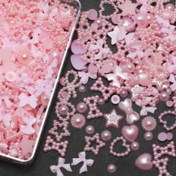 1 Box Nail Accessories 3D Nail Charm Resin Love Bow Pentagram Nail Accessories Mixed Pink White Resin Hollow Pearl for Manicure