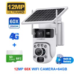 INQMEGA 12MP 60X Optics Zoom Dual Screen 4G /WIFI Solar Camera Securty Outdoor PIR Human Detection Color Night Vision UBOX APP