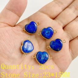 2PCS Natural Blue Lapis Lazuli Stone Gem Pendant Connector Charm For DIY Woman Men Jewelry Making Accessory Wholesale