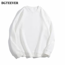 BGTEEVER Casual O-neck Loose Women Pullovers Spring Autumn Long Sleeve Basic Cotton Sweatshirts for Women