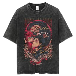 2026 Anime Attack on Titan Eren Jaeger Printed T-shirt Men's and Women's Washed T-shirt High Quality Vintage Cotton T-shirt Top