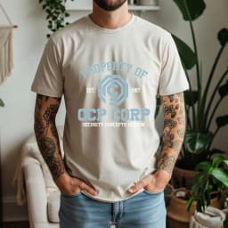 2026 Summer 100% Cotton OCP CORP Graphic Oversized Tee OCP CORP 1987 RoboCop Sci-Fi Retro Themed Short Sleeve