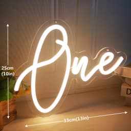 Dimmable LED Neon Sign 'ONE' for Baby's 1st Birthday Party Decor USB Powered Neon Light for Home Bar Stand Art Decoration