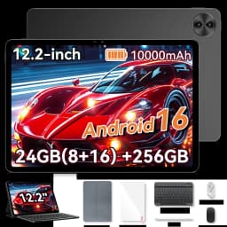 Blackview Mega 5 Tablet Pc, 24Gb(8+16) Ram 256Gb Rom, 12.2" 2.4K Ultra‑Clear Ips 120Hz, Tüv Süd Low Blue Light, Doke Os_P 5.0 Android 16, 10000Mah 55W, Wi‑Fi 6, Dual 2W Box Speakers, 1080P Widevine L1 for Netflix Disney+ Prime Video[No Eu Charger]