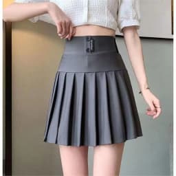 High Waist A-Line Skirt Black Pleated Spring Autumn Design Letter Elastic Abdomen Half Body Skirt City Walk PVC Fabric