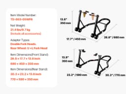 SucceBuy Motorcycle Stand Lift 850lbs Front Rear Combo Stand Lift Front Wheel Dual-Fork Stand Rear U+L Fork Swingarm Spool Stand