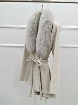 High End Winter Woman Wool Coats Double Face Cashmere Coat with Real Fur Collar And Belt Luxury Ladies Jacket Warm Clothing Fall
