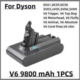 100% New Compatible with For Dyson V10 V8 V11 V15 V7 Series SV07 SV09 SV10 DC62 Vacuum Cleaner Rechargeable Battery