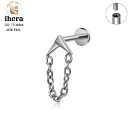 ASTM F136 Titanium Ear Cartilage Earrings Internal Thread 16G Hidden Helix Stud CZ Drape Chain Flat Back Tragus Piercing Jewelry