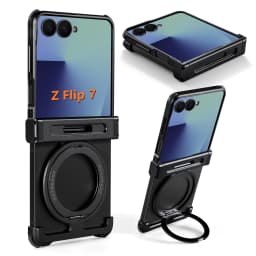 Oatsbasf Metal Phone Case for Samsung Galaxy Z Flip 7 6 with 360° Rotatable Stand Frameless Bumper Protective Z Flip 7 6 Cover