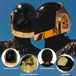 Daft Punk Helmet Gold Black Full Face Cosplay Mask Unisex Adult Size Halloween Music Festival Rave Party Costume Prop