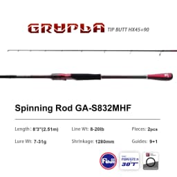 PURELURE GRUPLA Spinning Casting Rod High Carbon Universal Long Throwing Fishing Rod in FUJI Accessories Fast
