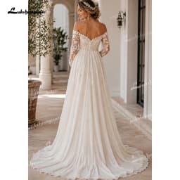 Romantic Soft Chiffon Maternity Wedding Dress Off Shoulder Sheer Lace Sleeve Pregnant Bridal Gown A Line Wedding Gown Customized