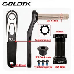 GOLDIX Mountain Bike Crank Chain Wheel Set, Fixed with 3 Screws, Leg Length 170mm/175mm Offset 3 Degrees 30T 32T 34T 36T 38T