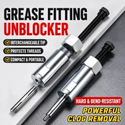 TINSOL Grease Fitting Unblocker Tool Kit with 6/8/10mm Push Rods, Alloy Steel Grease Zerk Cleaner for Auto and Farm Equipment