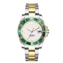 Custom Logo 40MM Luxury NH35 Automatic Watch Two Tone Gold Sapphire Glass Ceramic Bezel Men Diver Watches Male reloj hombre