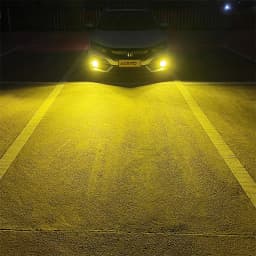 AUXITO 2Pcs Canbus H3 LED Fog Light Bulbs 1:1 Mini Size H3 LED Fog Lamp DRL 12V Amber Yellow 6500K White 300% Brighter CSP Chips