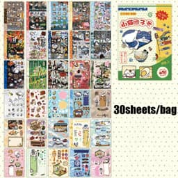 30 Sheets Kawaii M5 Sticker Book, Cute Cartoon Stickers for Planner Journal Phone Case Notebook Dairy Card Decoration, Mr. Paper