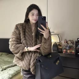 Elegant V Neck Herringbone Short Faux Mink Fur Jacket Women Long Sleeve Plush Jackets Woman Autumn Winter Fluffy Warm Outerwear