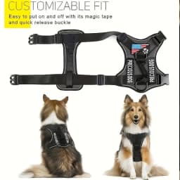 Reflective Dog Vest Harness with 5 PCS Patches Service Dog Harness Adjustable Soft Oxford Pet Harness