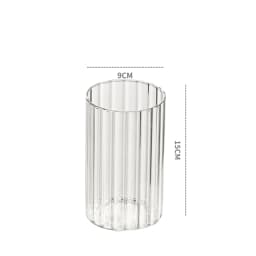 Ribbed Cylinder Glass Candle Holder Home Decor Pillar Candles Glass Vase Floating Candle Wedding Ornaments Tealight Candlestick