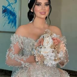 Customized Off The Shoulder Heavy Appliques Pearls Trumpet Bridal Dress With Detachable Train Illusion Full Sleeves Bridal Gown
