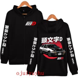 AE86 Zip Up Hoodies Initial D Korean Style Zippper Jackets Sweatshirts Anime Gothic Y2k Pullovers Mange Vintage Streetwear