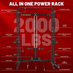 Multi-Function Power Cage with LAT Pulldown & Squat Rack, Heavy-Duty Steel Home Gym Strength Training with Pulley System, Custom