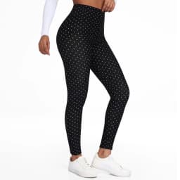  Women Velvet Pack Black White Small Polka Dot High Waist Leggings 4 Way Stretch Soft Breathable Slim Warm Pants For Yoga Sport
