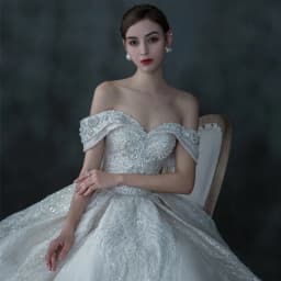 Wedding Bride Off Shoulder Banquet Style Sparkling Beads Starry Sky Long Tail Forest Fairy Small Pong Skirt Tail Customized