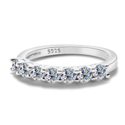 3mmx7PCS Round Moissanite Ring 18K White Gold Plated 925 Sterling Silver Fine Jewelry Wedding Engagement Rings for Women Man