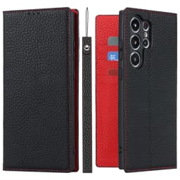 Case for Samsung Galaxy S23 Ultra Genuine Leather Wallet Case Kickstand Credit Card Holder Magnetic Closure Shockproof Case