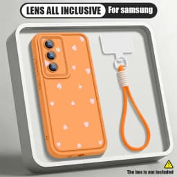 Simple Love Heart Patterned Lanyard Phone Case For Samsung Galaxy A18 A57 A37 A27 A56 A36 A26 A17 A16 A55 A54 A15 Soft TPU Cover