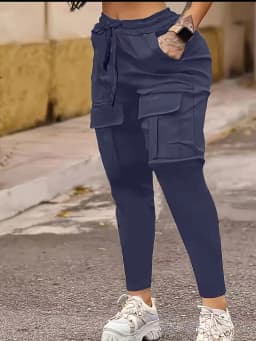 pantalons Drawstring Pocket Cargo Pants Women's Spring and Summer Versatile Solid Color Small Foot Sports Versatile Casual Pants
