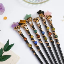 1PC Amethyst Rolling Stone Magic Scepter Natural Stones Fairy Lucky Tumble Stone Gem Scepter Decorative Fairy Magic Stick
