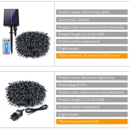Energy Saving LED Outdoor Garden String Lights 10M 20M 30M 50M 100M Solar/EU/US Plug Charging LED Christmas Lawn Luminous Lamp